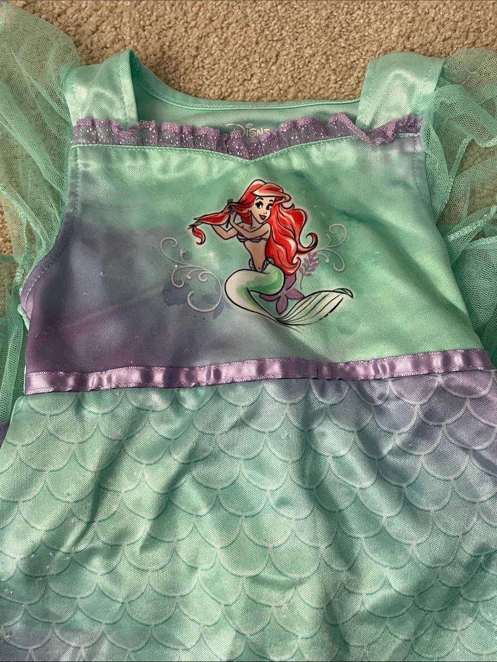 Disney Girls' Ariel-Inspired Sleep Dress - Teal & Purple - Picture 4 of 4